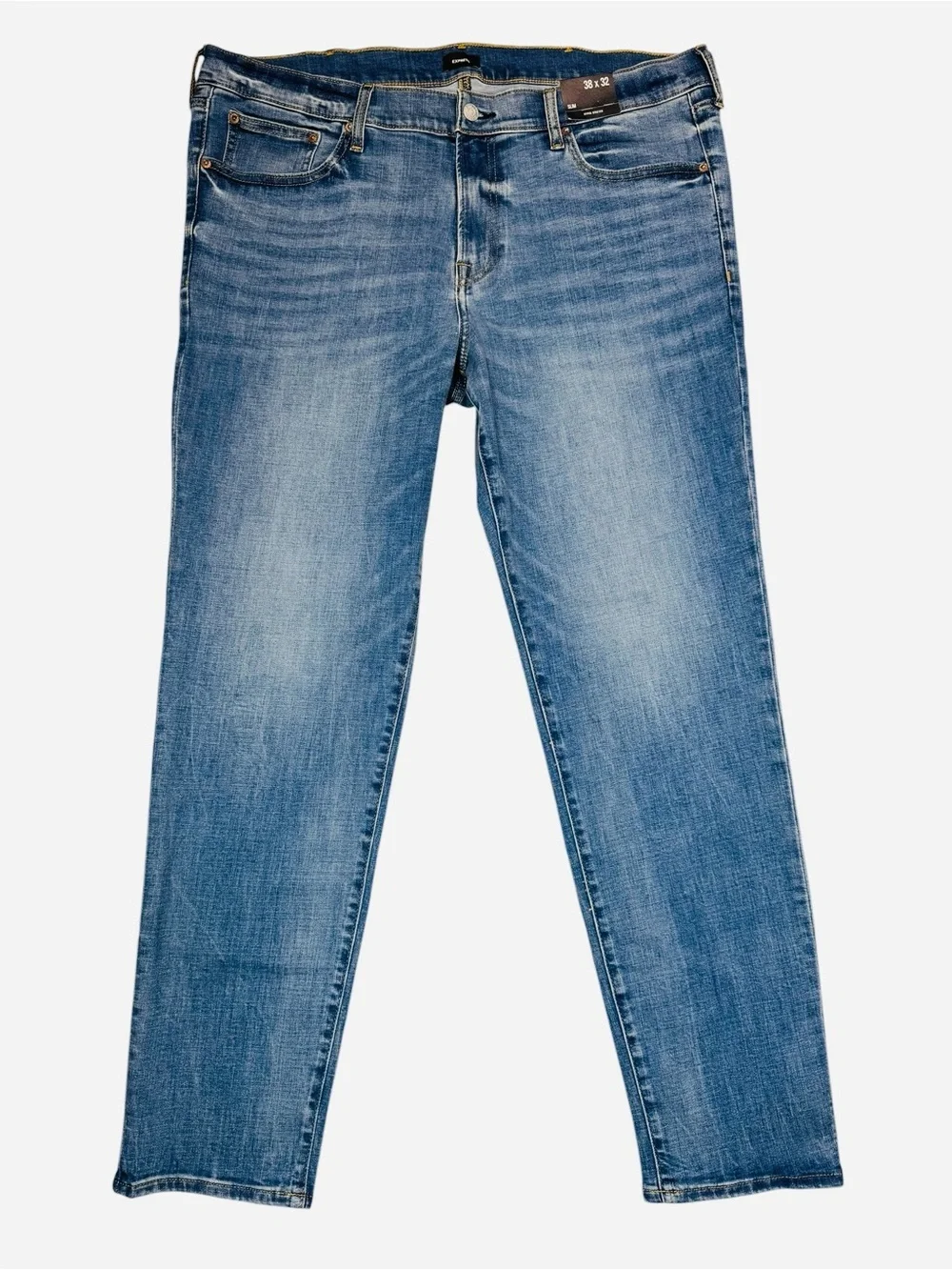 NWT New Express Slim Medium Wash Hyper Stretch Jeans Size 38 x 32